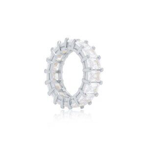 5MM Emerald Cut Eternity Band in Sterling Silver
